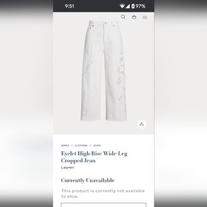 Ralph Lauren white eyelet crop jeans size 10